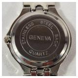 New His And Hers Geneva Watch Set Black Face Silver Band Quartz Stainless Steel Back