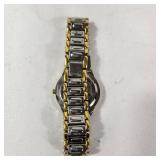 New His And Hers Geneva Watch Set Black Face Silver/Gold Band In Box Water Resistant Quartz Stainless Steel Back