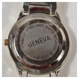 New His And Hers Geneva Watch Set Black Face Silver/Gold Band In Box Water Resistant Quartz Stainless Steel Back