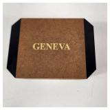 New His And Hers Geneva Watch Set Black Face Silver/Gold Band In Box Water Resistant Quartz Stainless Steel Back