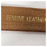 New Beautician/Barber Watch White Face Gold Hands Quartz  Leather Band