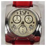 INVICTA 2140 Swiss Made Chronograph Movement White Face Red Band Silver Face Great Condition Needs Battery