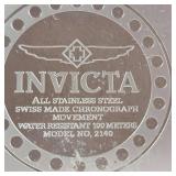 INVICTA 2140 Swiss Made Chronograph Movement White Face Red Band Silver Face Great Condition Needs Battery