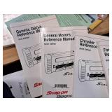Lot of (2 Boxes) Snap-on Diagnostics Assorted Reference Manuals - Jeep 3rd/4th, Chrysler 10th, GM, Generic ODB-II, Ford 9th, and more