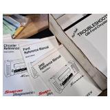 Lot of (2 Boxes) Snap-on Diagnostics Assorted Reference Manuals - Jeep 3rd/4th, Chrysler 10th, GM, Generic ODB-II, Ford 9th, and more