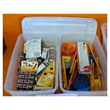 Lot of (2 Bins) Office Supplies - Misc. Pencils, SIGN-HERE Stickers, Gummed Index Tabs
