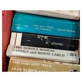 Lot of  Assorted Auto Shop Manuals - 1993 Light Duty Truck Service, 1991 Light Duty Truck,  1987 El Camino/Monte Carlo, ACDelco Electrical Ignition, DuraStop Brake Parts and more