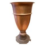 Copper Urn with Flared Top and Pedestal Base