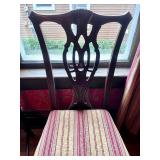 Vintage Chinese Chippendale Chinoiserie Style Mahogany Dining Table With Octagon Glass Top, 8 Chairs & Large Red Ornate Area Rug