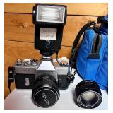 Vintage Mamiya Camera, Lens, Kiwi Camera Bag & Tripod