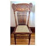 Antique Press Back Oak Chair