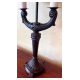 Pair of Modern Neoclassical Brown Resin Two Arm Candelabra Table Lamps - 31"