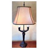 Pair of Modern Neoclassical Brown Resin Two Arm Candelabra Table Lamps - 31"