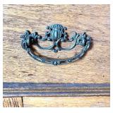 Antique Oak Chest of Drawers with Mirror, Display Shelves & Carved Wood Designs