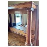 Antique Oak Chest of Drawers with Mirror, Display Shelves & Carved Wood Designs
