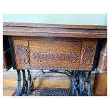 Antique Treadle Standard Brand Sewing Machine with Cast Base & Carved Drawers