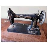 Antique Treadle Standard Brand Sewing Machine with Cast Base & Carved Drawers