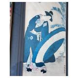 Vintage Japanese Framed Color Print "Autumn" by Isoda Koryusai