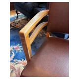 Vintage Curved Walnut Art Deco Executive Desk With Glass Top & Chair