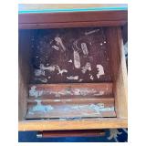 Vintage Curved Walnut Art Deco Executive Desk With Glass Top & Chair