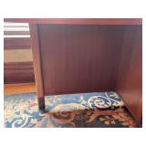 Vintage Curved Walnut Art Deco Executive Desk With Glass Top & Chair