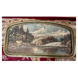 Vintage "Bow River Falls" by Frederick D. Ogden Print Framed In A Classic Curved Green Frame