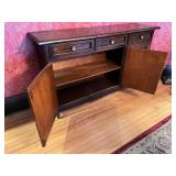 Slim Solid Dark Wood Sideboard Buffet