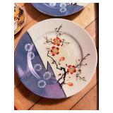 Two Chickadees Perched On A Branch Artwork & Hand Painted Japanese Plates