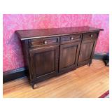 Slim Solid Dark Wood Sideboard Buffet