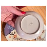 Two Chickadees Perched On A Branch Artwork & Hand Painted Japanese Plates