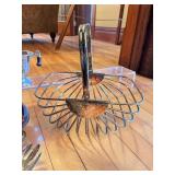 Silver Metal Fruit Basket, Silverplate Tray, Silver Serving Utensils and Silverplate Sugar & Creamer Set