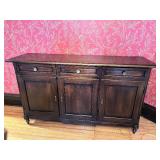 Slim Solid Dark Wood Sideboard Buffet