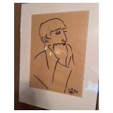 Vintage Framed Original Portrait Study Drawing Signed EA 