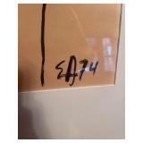 Vintage Framed Original Portrait Study Drawing Signed EA 