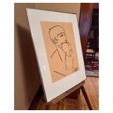 Vintage Framed Original Portrait Study Drawing Signed EA 