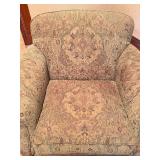 Pair of Retrospect Pattern Fabric Arm Accent Chairs - Like New Condition