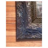 Antique Ornate Framed Print of Girl Sewing