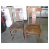 (BR1) 2 Vintage Wood Chairs 1 on Wh...