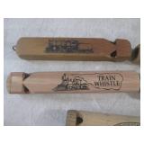 (EC1) 5 Vintage Wood Train Whistles...