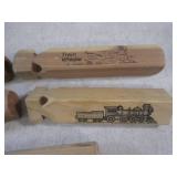 (EC1) 5 Vintage Wood Train Whistles...
