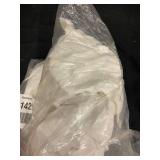 French Linen Twin Bed Skirt with Blue Stains