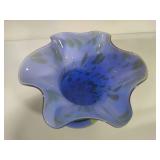 Murano Style Art Glass Vase with Rose