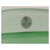 FENTON Hand Painted Green Frosted Dragonfly Fan Vase *Signed*