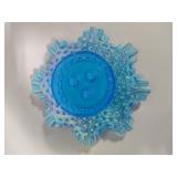 *RARE* FENTON Blue Iridescent Hobnail Glass Three-Horn Epergne