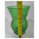 E.O Brody Crinkled Green Glass Vase