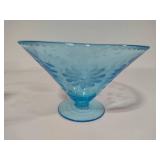 Aqua Blue Etched Floral Bowl