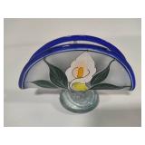 Painted Art Glass Napkin/Mail Holder