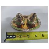 Brass Salt & Pepper Set w/Tray