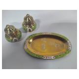 Brass Salt & Pepper Set w/Tray