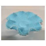 FENTON Blue Ruffled Custard Bowl